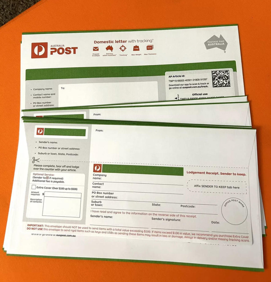 Domestic Letter with Tracking Prepaid Envelope Small – 100 Pack RRP $460