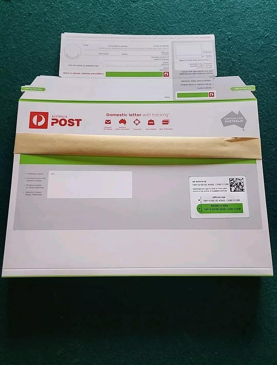 Domestic Letter with Tracking Prepaid Envelope Large – 100 Pack RRP $792